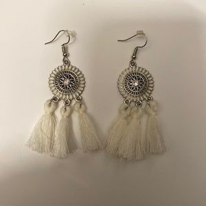 White Tassle Earrings